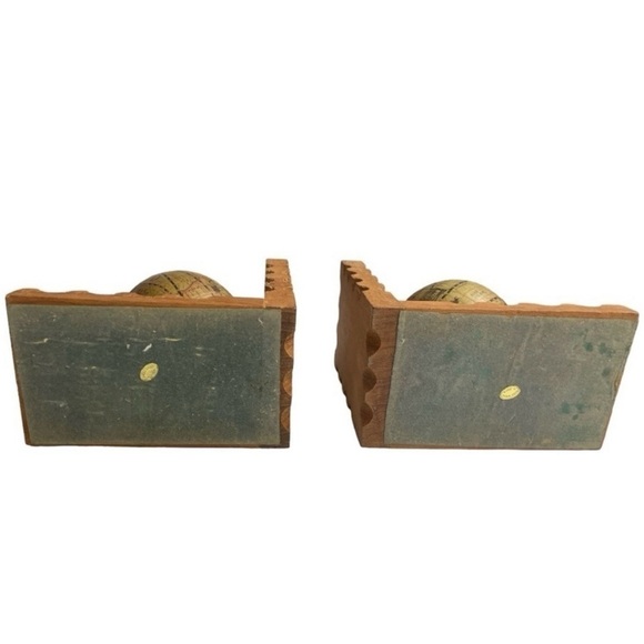 Vtg 1970's Latin Old World Map Globe Bookends Hong Kong Renaissance Explorer - Picture 6 of 9